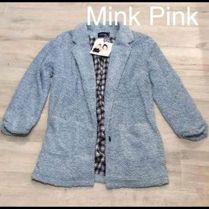 MINKPINK Blue CHENILLE COAT JACKET S NWT
